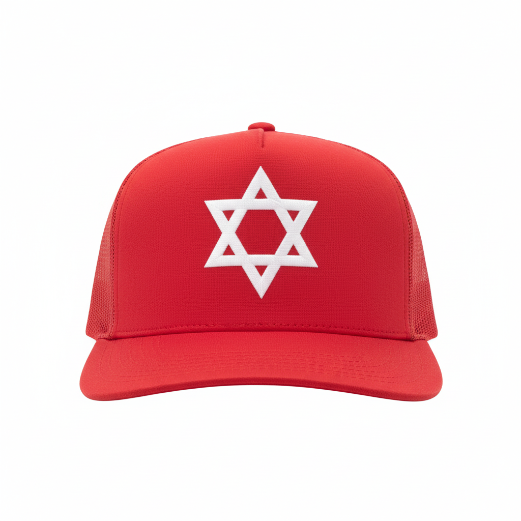 Red Star of David Hat - Professional Product Photo